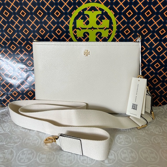 Tory Burch Blake Swingpack Crossbody Bag New Ivory Gold White - Picture 1 of 11